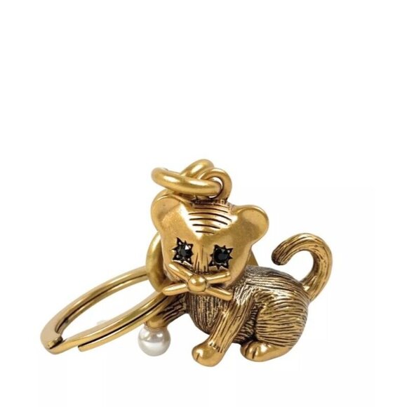 Coach Creatures Kitten Cat Keychain Bag Charm in Gold/Multi Brass NWT CC569 - Picture 6 of 6